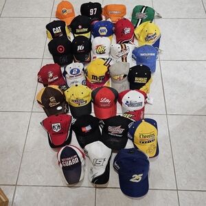 Nascar Team hats signed by each driver. Collection of 30